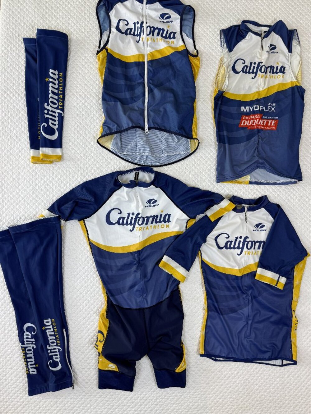 Voler California Triathlon 6-Piece Kit Tri Suit Jersey Vest Warmers Size S/M